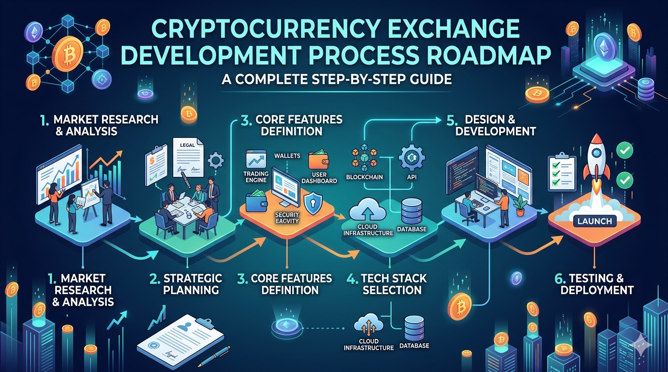 Cryptocurrency Exchange Development Process Roadmap